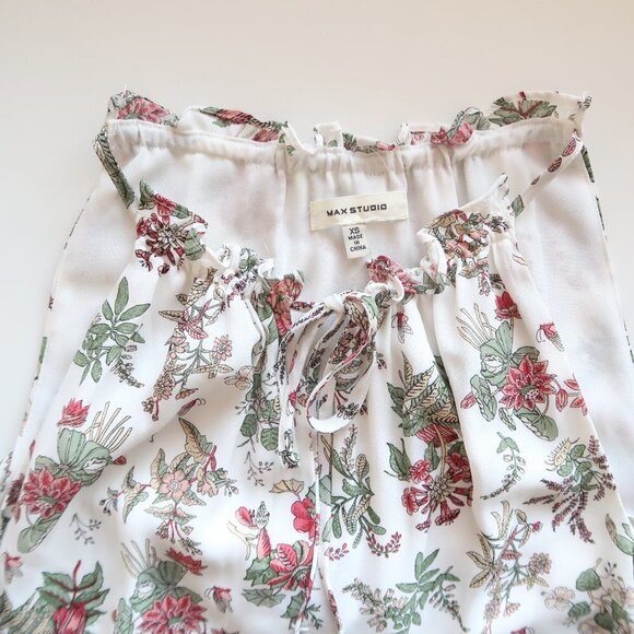 Max Studio White Floral Halter Knee Length Midi Dress With Ruffle Hem Size XS - Picture 12 of 14